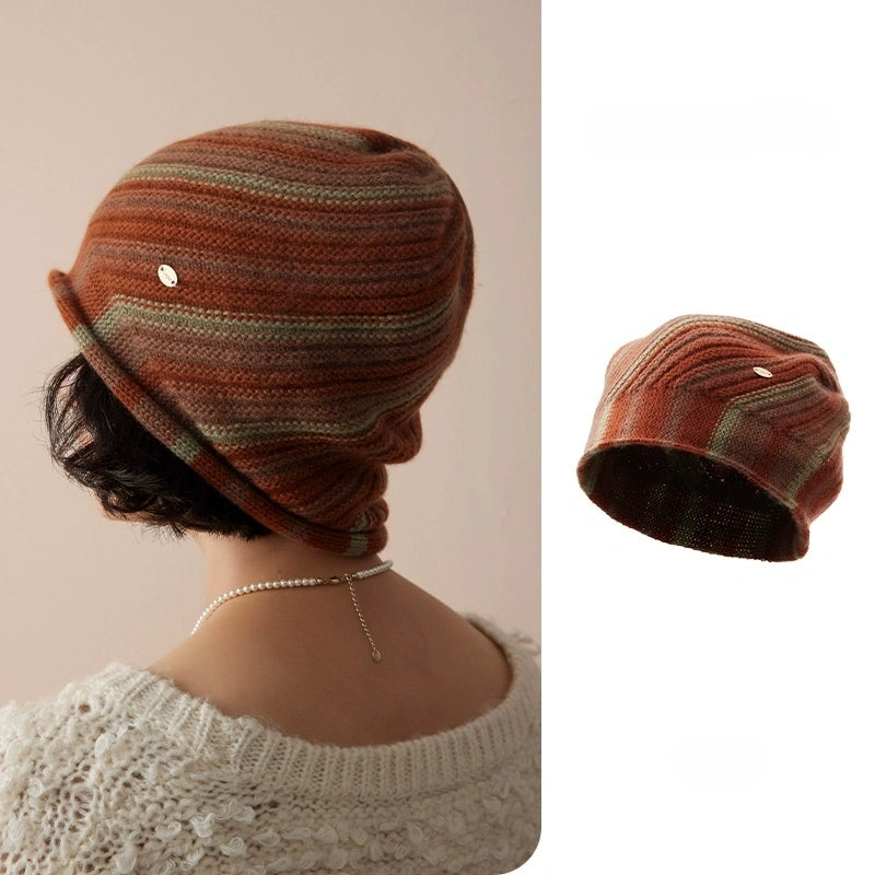 Cashmere Mélange Striped Beanie Hat | Multiple Colors