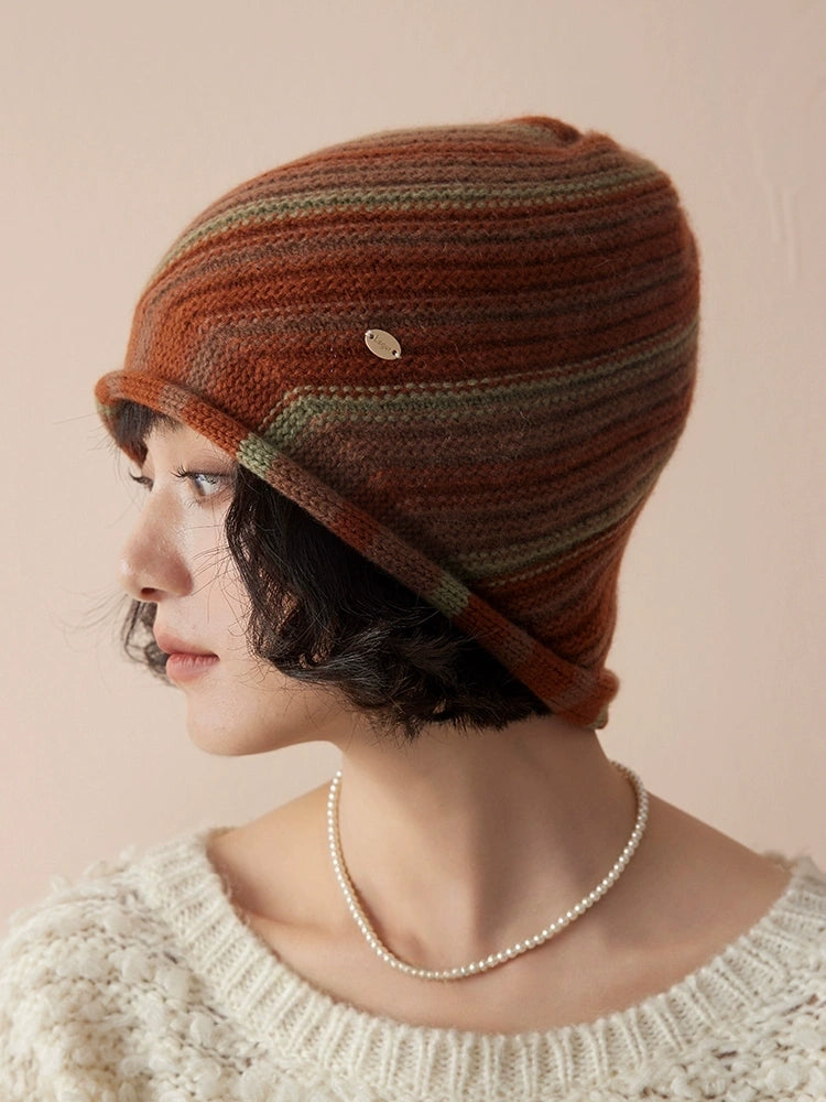 Cashmere Mélange Striped Beanie Hat | Multiple Colors