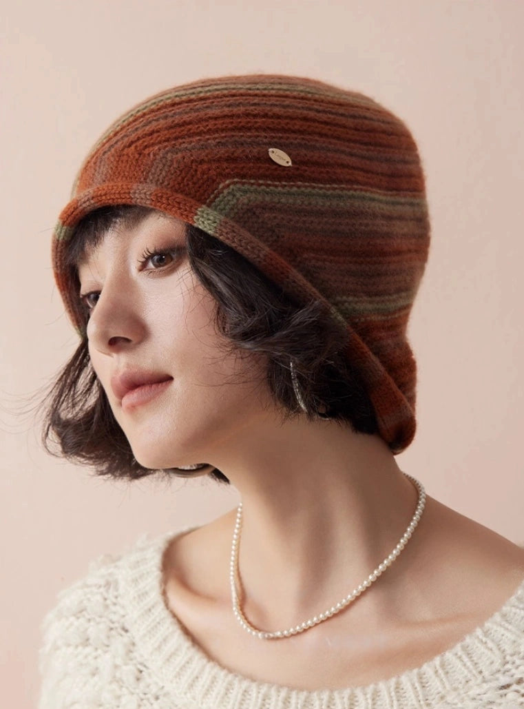 Cashmere Mélange Striped Beanie Hat | Multiple Colors
