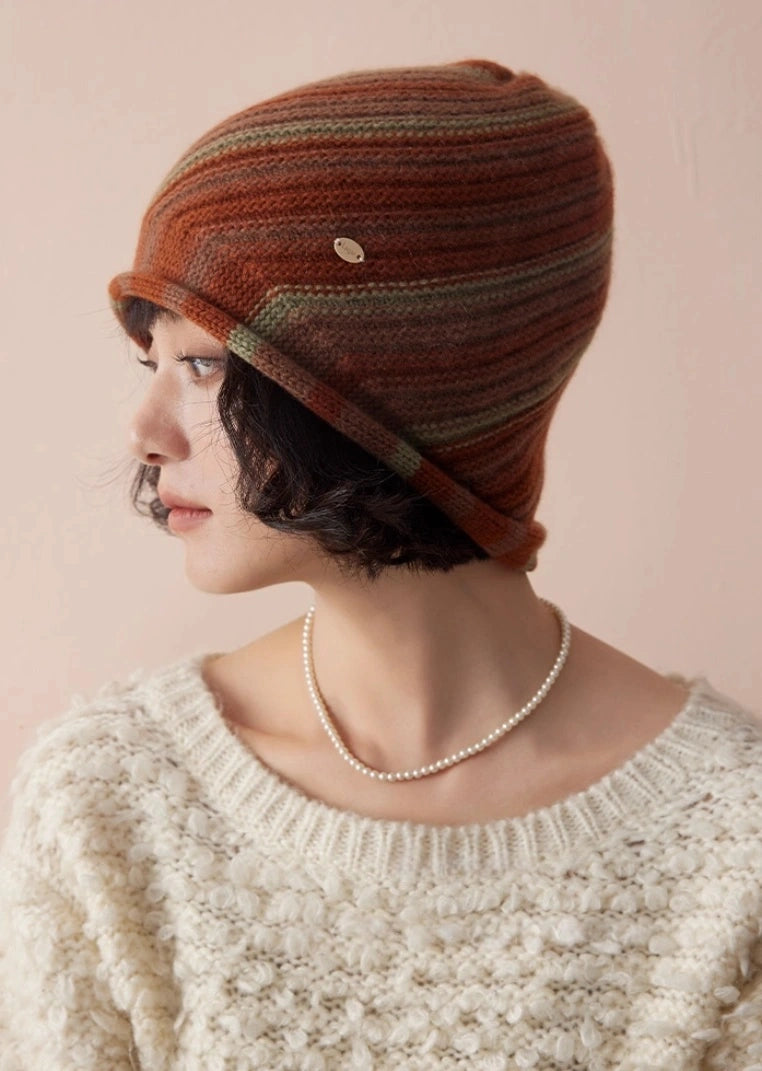 Cashmere Mélange Striped Beanie Hat | Multiple Colors
