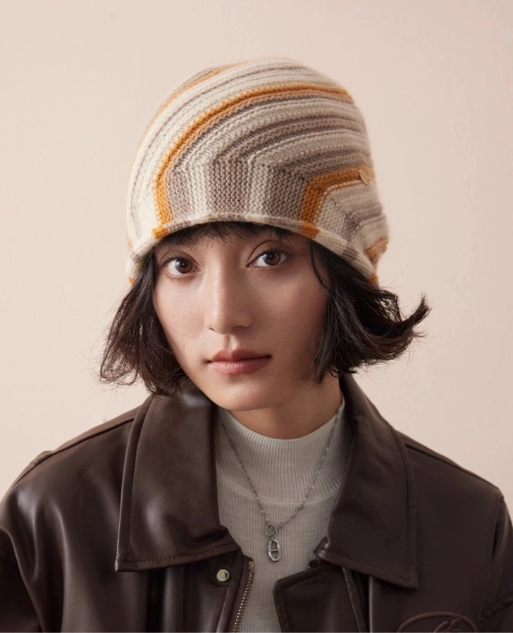 Cashmere Mélange Striped Beanie Hat | Multiple Colors