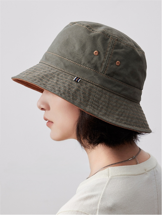 Cotton Bucket Hat–Cotton Wide Brim Hat, Dual-Color, Two-Way Wear - AOA Fashion Accessories