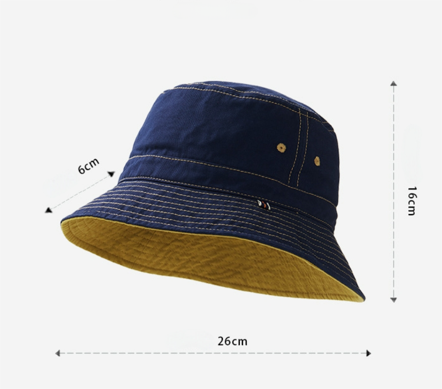 Cotton Bucket Hat–Cotton Wide Brim Hat, Dual-Color, Two-Way Wear - AOA Fashion Accessories