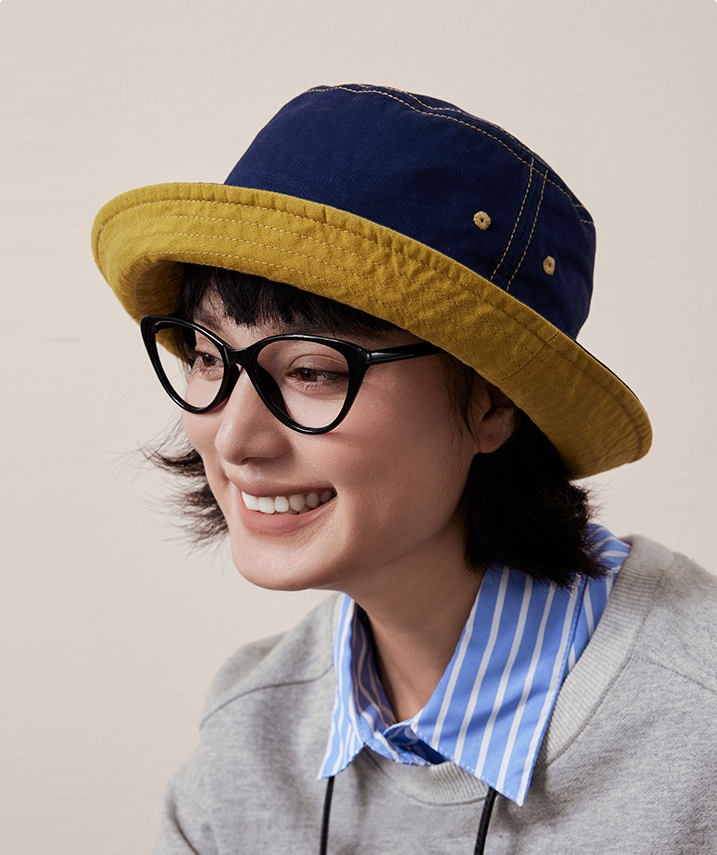 Cotton Bucket Hat–Cotton Wide Brim Hat, Dual-Color, Two-Way Wear - AOA Fashion Accessories