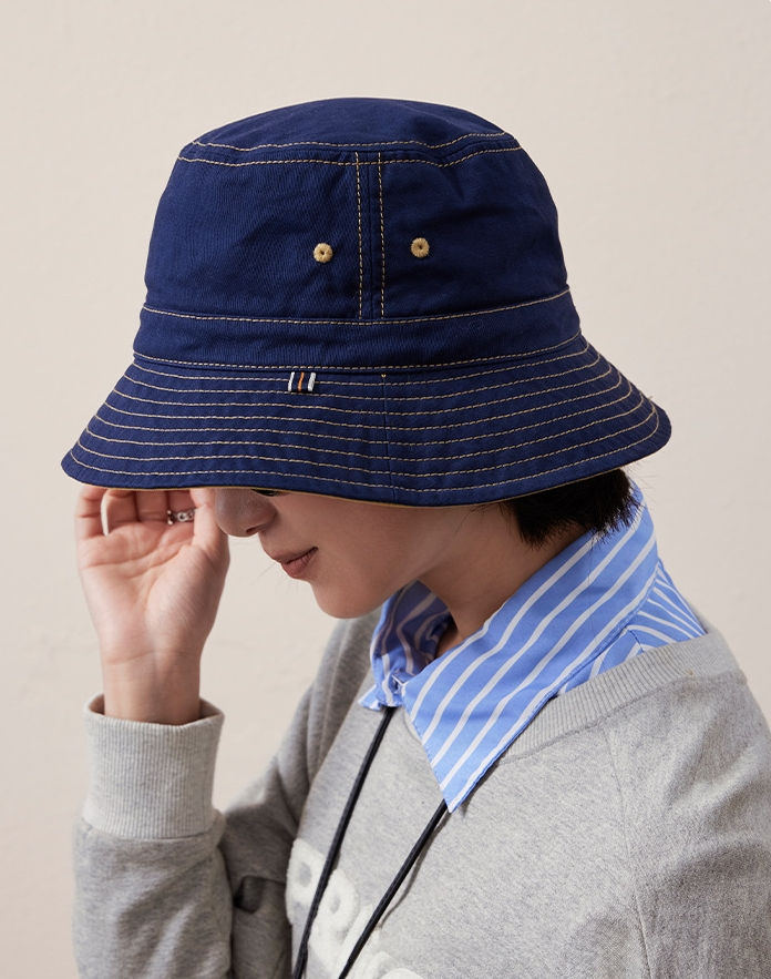 Cotton Bucket Hat–Cotton Wide Brim Hat, Dual-Color, Two-Way Wear - AOA Fashion Accessories