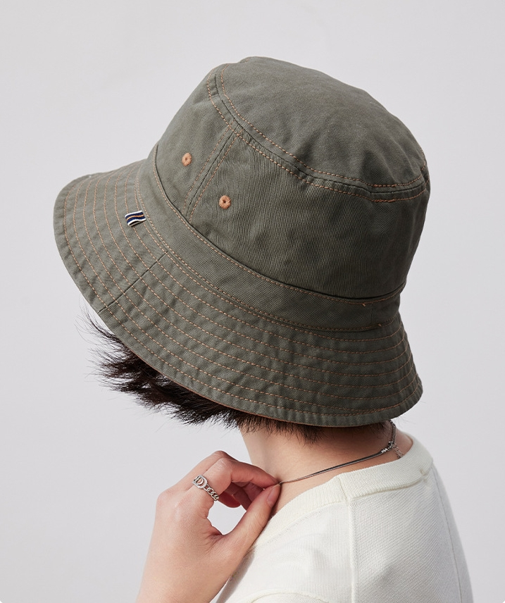 Cotton Bucket Hat–Cotton Wide Brim Hat, Dual-Color, Two-Way Wear - AOA Fashion Accessories