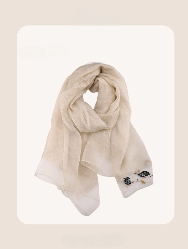 Embroidered Silk Scarf for Women – Lightweight Wrap - AOA Fashion Accessories