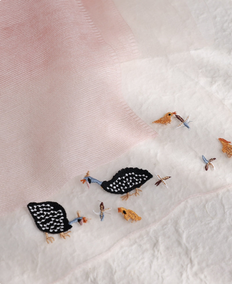 Embroidered Silk Scarf for Women – Lightweight Wrap - AOA Fashion Accessories