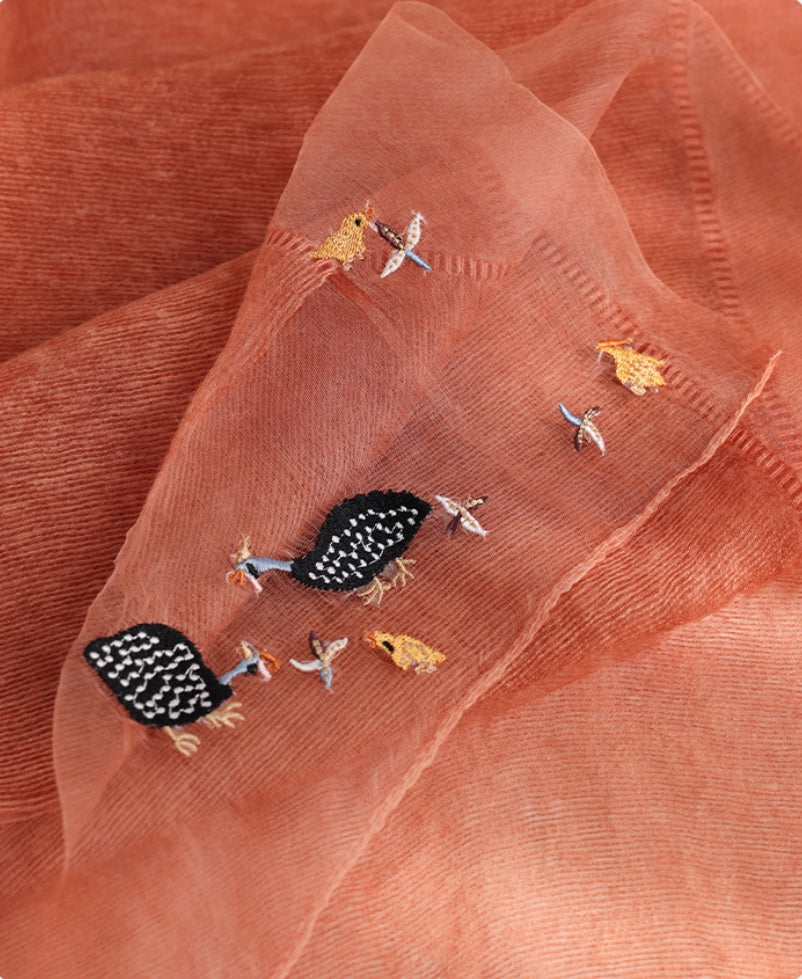 Embroidered Silk Scarf for Women – Lightweight Wrap - AOA Fashion Accessories
