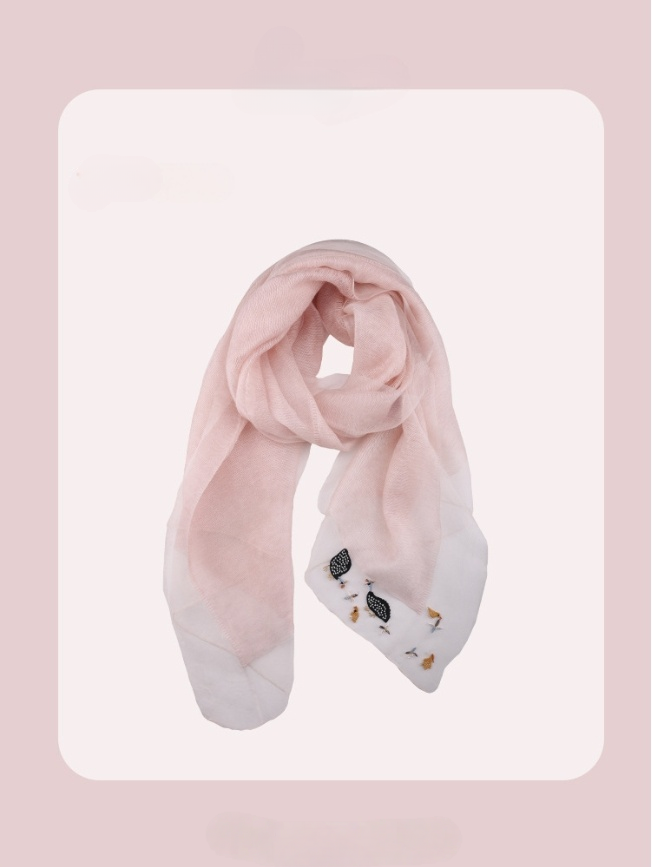Embroidered Silk Scarf for Women – Lightweight Wrap - AOA Fashion Accessories