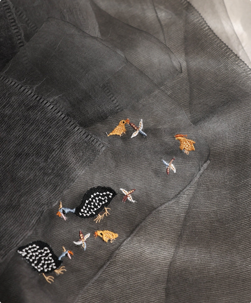 Embroidered Silk Scarf for Women – Lightweight Wrap - AOA Fashion Accessories