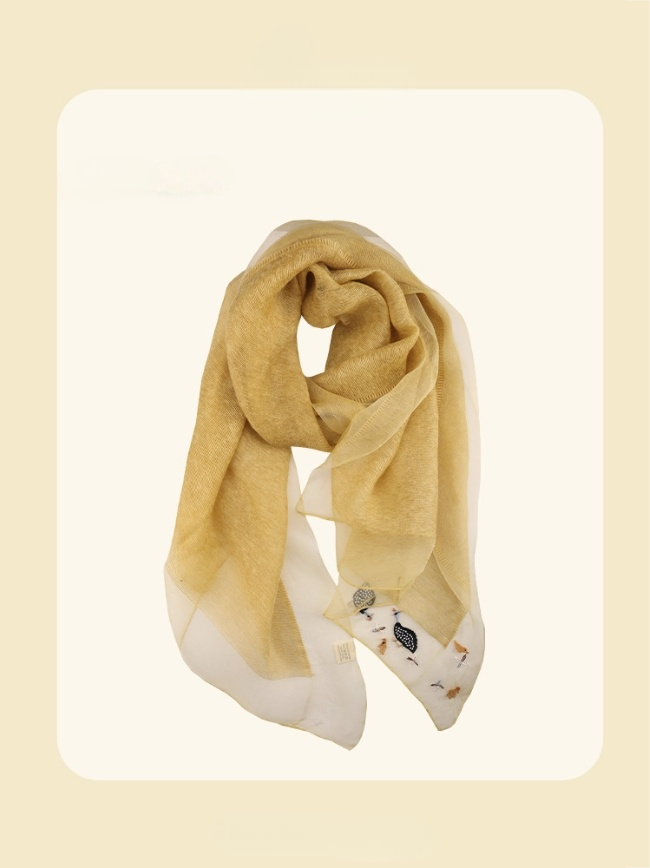 Embroidered Silk Scarf for Women – Lightweight Wrap - AOA Fashion Accessories