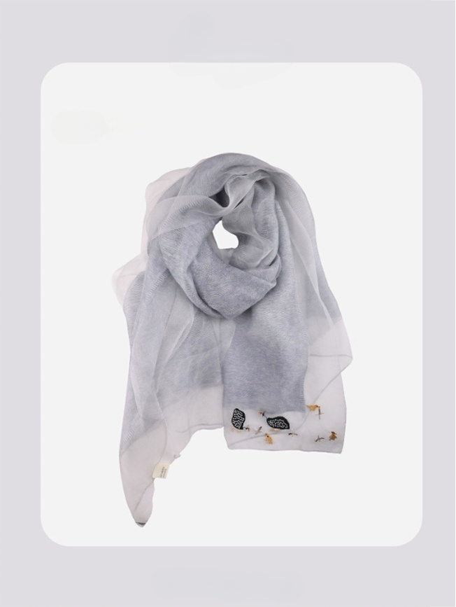 Embroidered Silk Scarf for Women – Lightweight Wrap - AOA Fashion Accessories