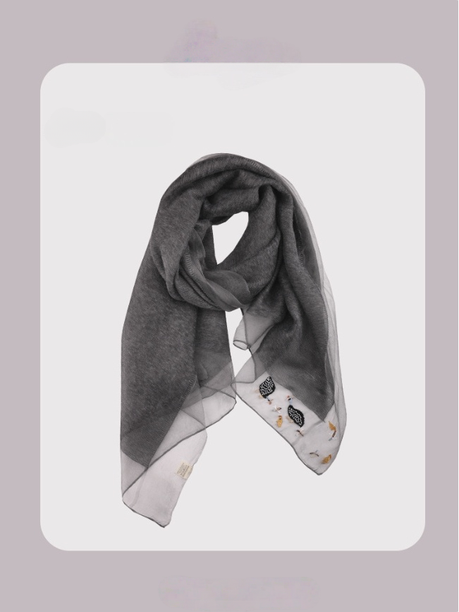 Embroidered Silk Scarf for Women – Lightweight Wrap - AOA Fashion Accessories