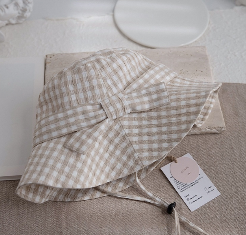 Gingham Bow Bucket Hat for Women – Cute Lightweight Sun Hat - AOA Fashion Accessories