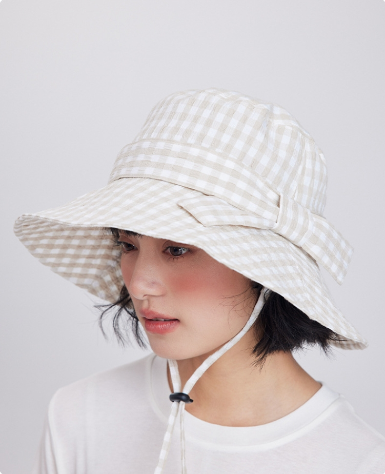 Gingham Bow Bucket Hat for Women – Cute Lightweight Sun Hat - AOA Fashion Accessories
