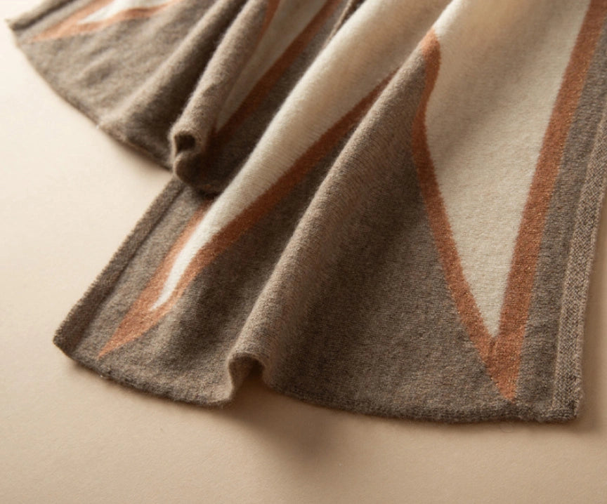 Luxury Cashmere Scarf – Artistic Geometric Design | Multiple Colors