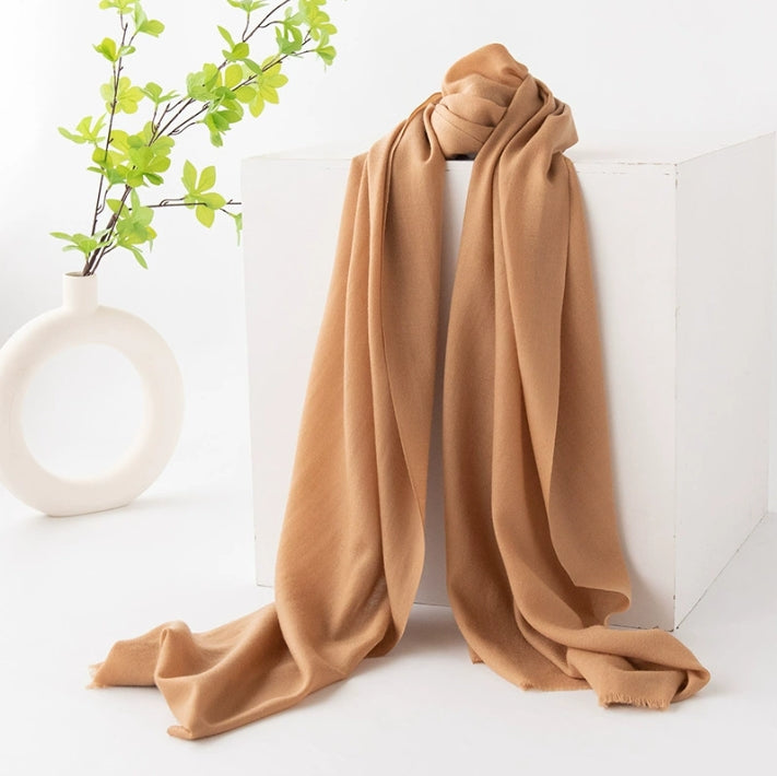 Wool Scarf - Stylish Solid Color Large Scarf, Suitable for All Seasons - AOA Fashion Accessories