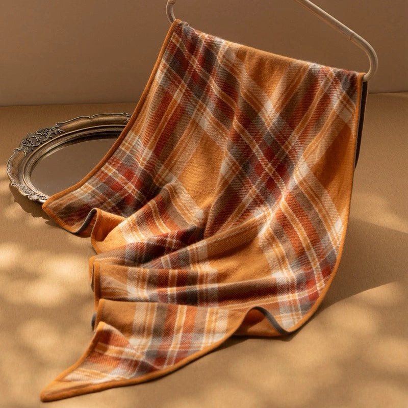 Classic Check Cashmere Triangle Scarf – Retro Chic Shawl | Multiple Colors