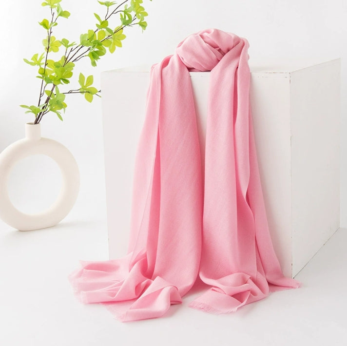 Wool Scarf - Stylish Solid Color Large Scarf, Suitable for All Seasons - AOA Fashion Accessories