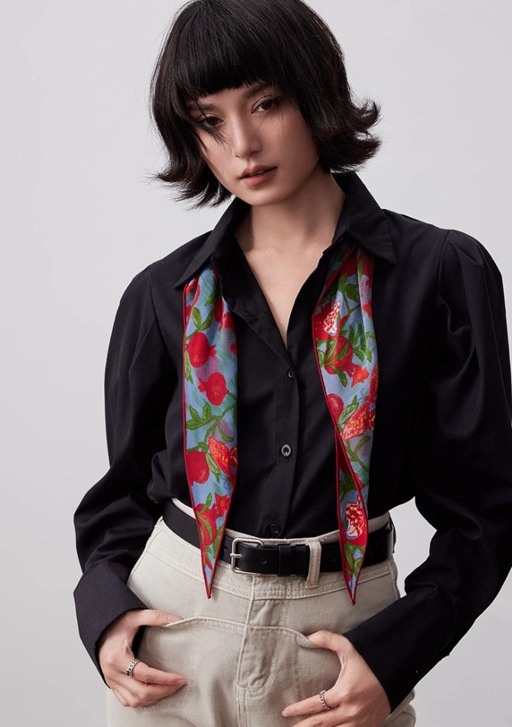 Triangle Silk Scarf - Pomegranate Butterfly Print | Multiple Colors