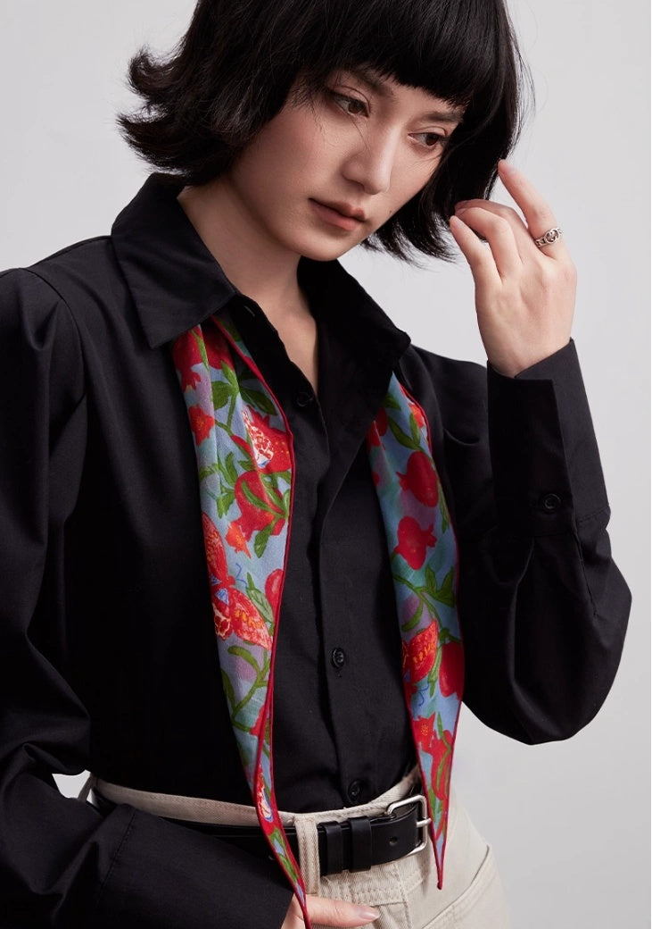 Triangle Silk Scarf - Pomegranate Butterfly Print | Multiple Colors