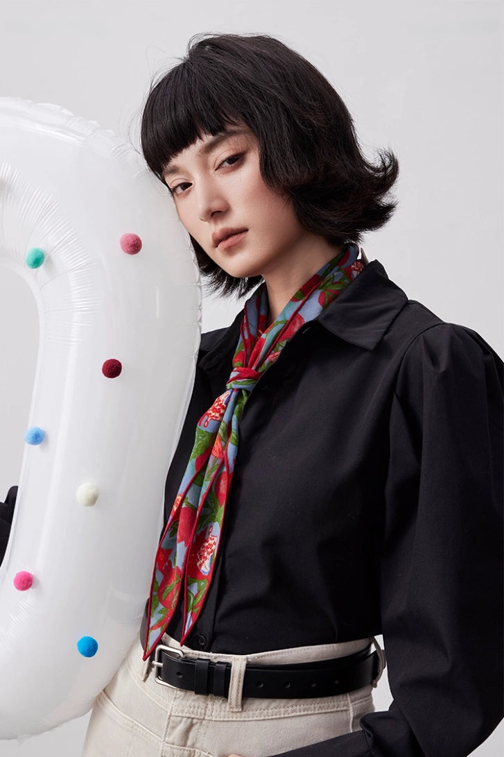 Triangle Silk Scarf - Pomegranate Butterfly Print | Multiple Colors