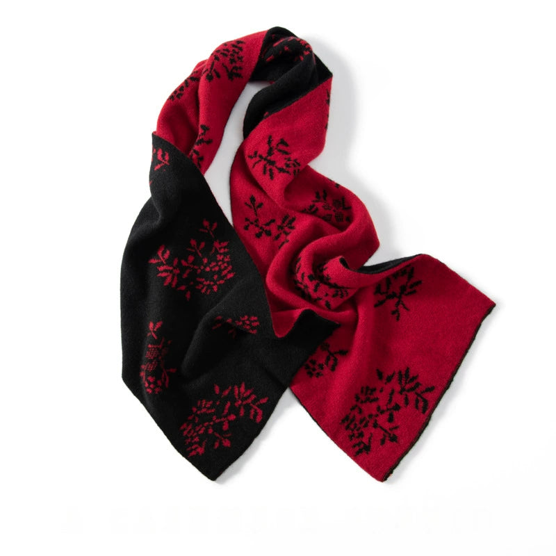 Reversible Cashmere Scarf - with Floral Jacquard Pattern | Multiple Colors