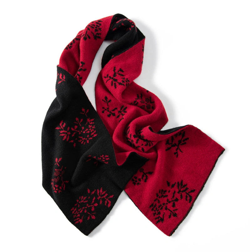 Reversible Cashmere Scarf - with Floral Jacquard Pattern | Multiple Colors