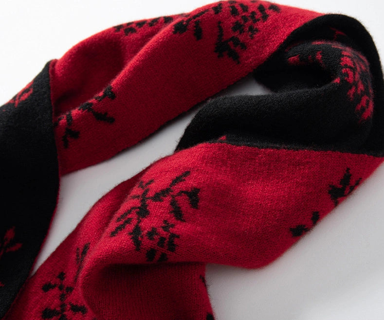 Reversible Cashmere Scarf - with Floral Jacquard Pattern | Multiple Colors