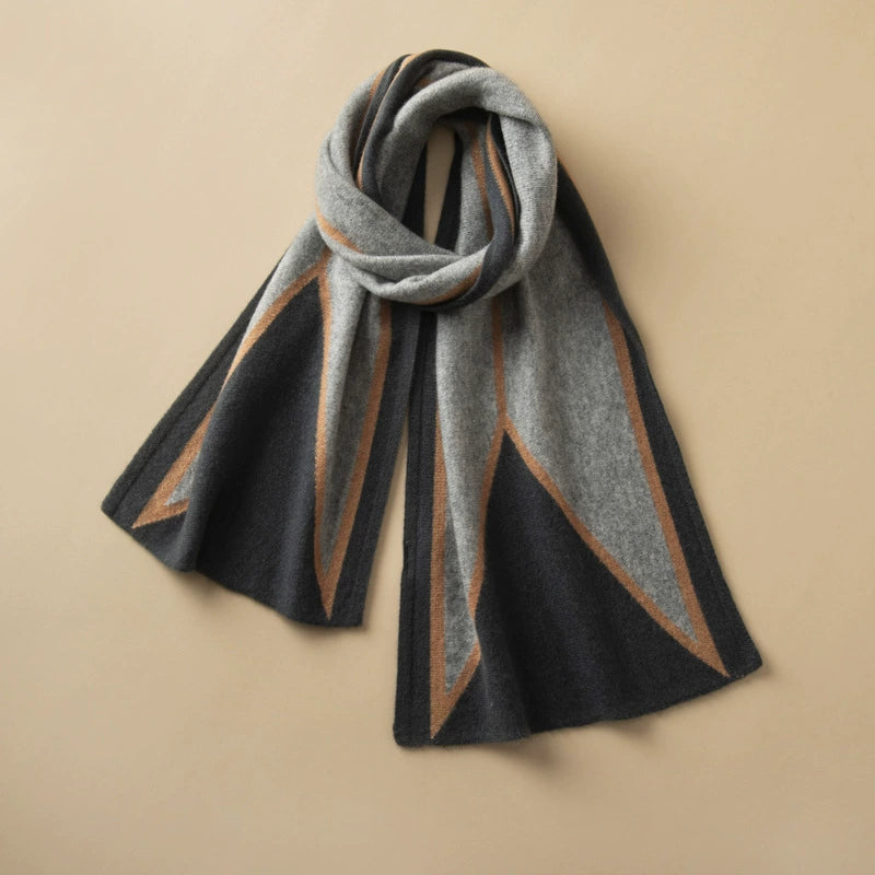Luxury Cashmere Scarf – Artistic Geometric Design | Multiple Colors