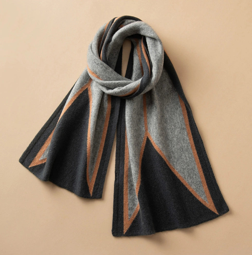 Luxury Cashmere Scarf – Artistic Geometric Design | Multiple Colors