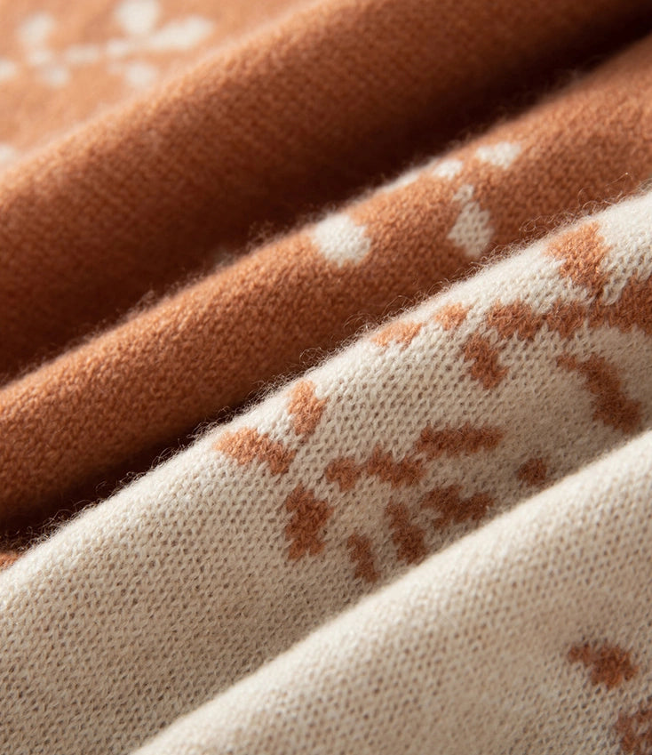 Reversible Cashmere Scarf - with Floral Jacquard Pattern | Multiple Colors