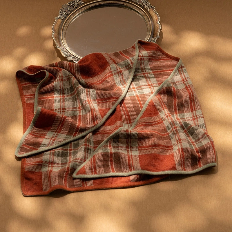 Classic Check Cashmere Triangle Scarf – Retro Chic Shawl | Multiple Colors