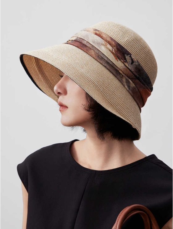 Straw Bucket Hat - Sunshade Sun Hat - AOA Fashion Accessories