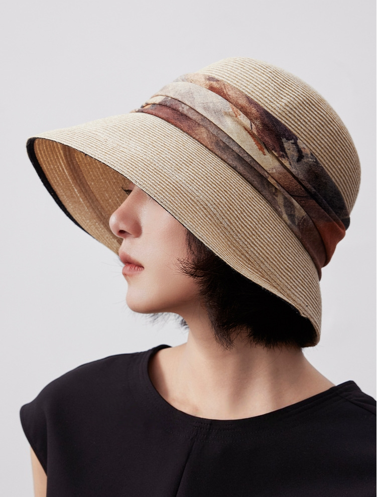 Straw Bucket Hat - Sunshade Sun Hat - AOA Fashion Accessories