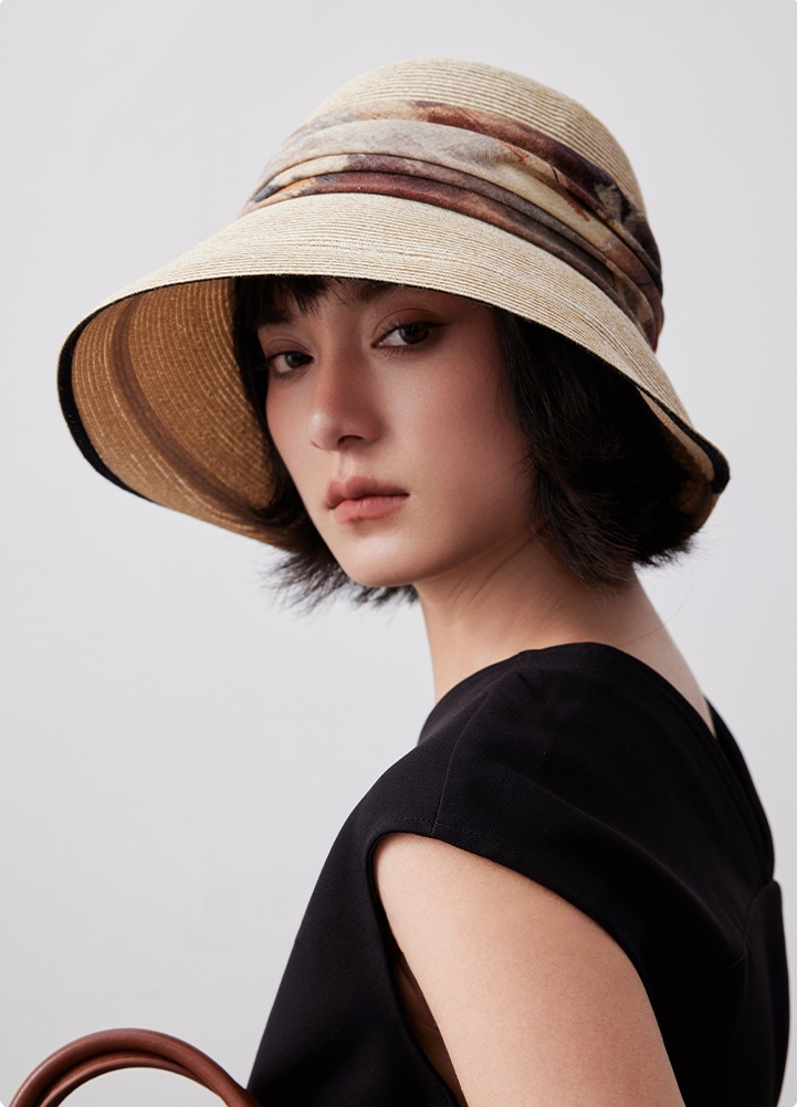 Straw Bucket Hat - Sunshade Sun Hat - AOA Fashion Accessories