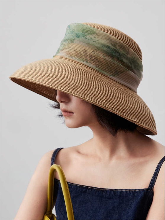 Straw Hat for Women with Silk Band - AOA Fashion Accessories