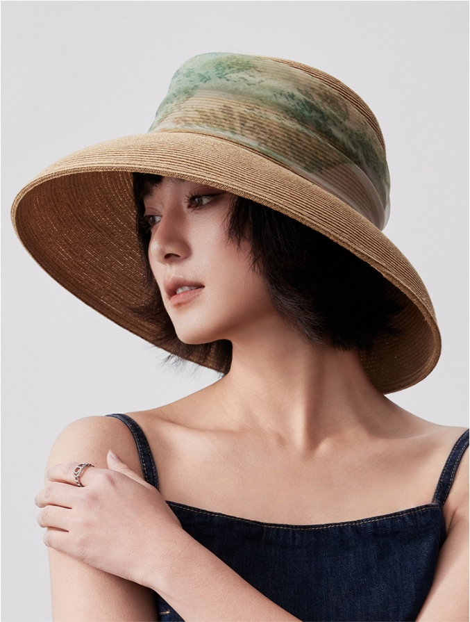Straw Hat for Women with Silk Band - AOA Fashion Accessories