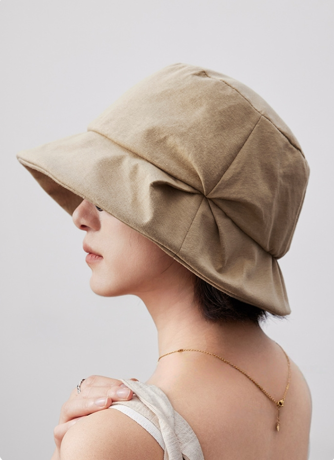 UPF100+ Women's Hand-Pleated Sun Protection Bucket Hat - AOA Fashion Accessories