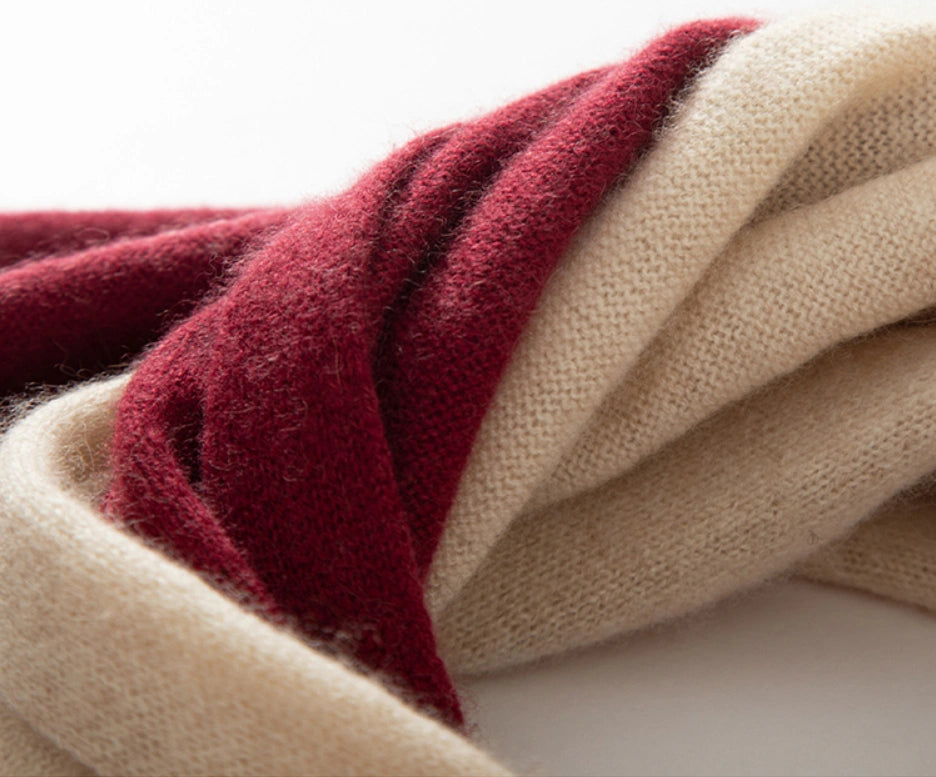 Colorblock Cashmere Scarf – Soft, Warm & Minimalist Style | Multiple Colors