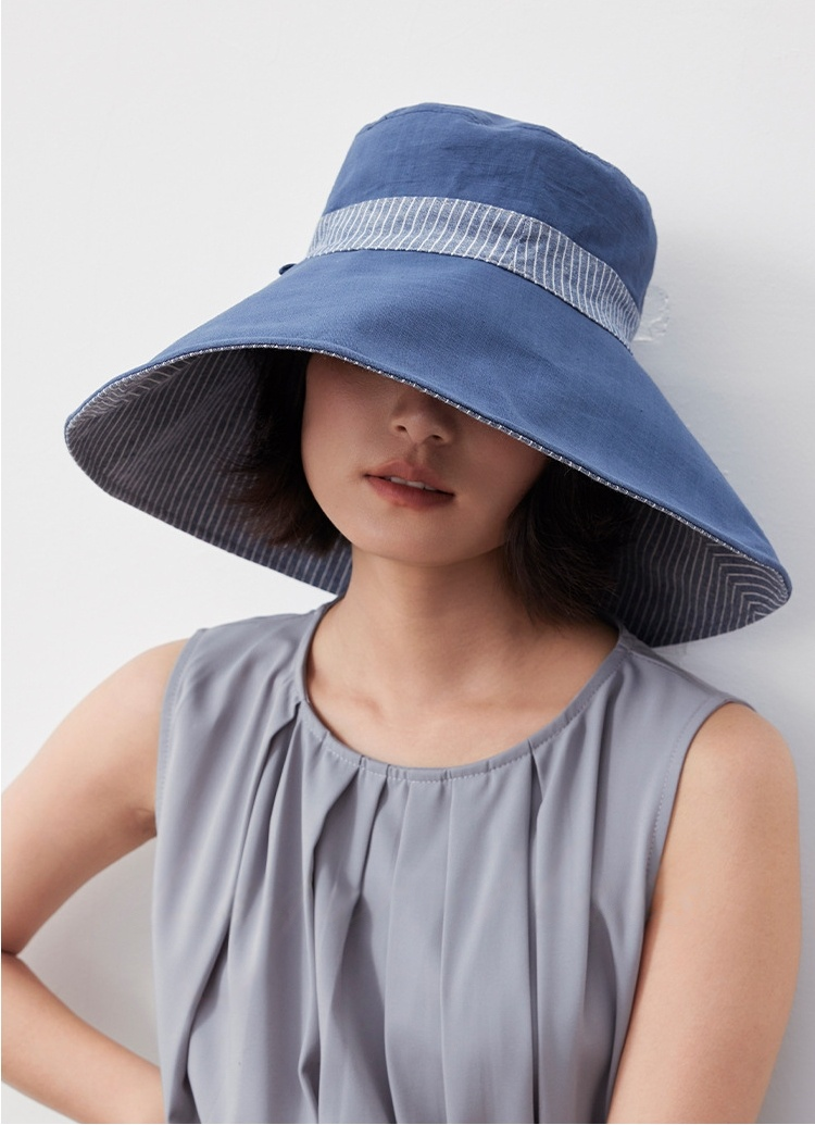 Sun Hats for Women - Reversible Wide Brim Cotton Linen Beach Hat - AOA Fashion Accessories