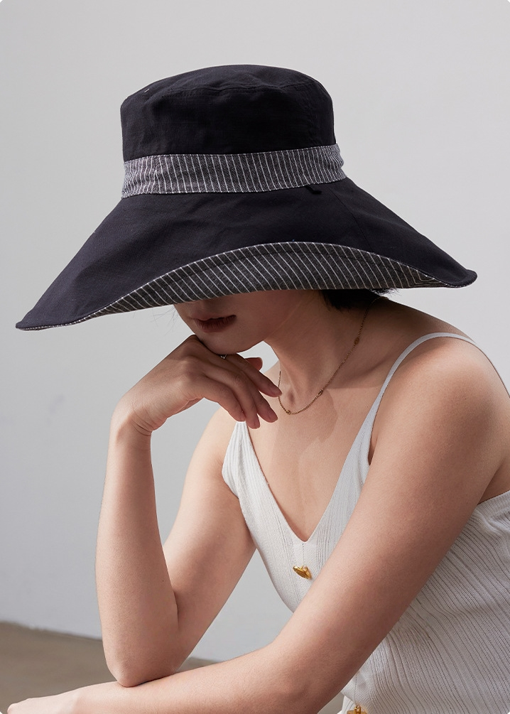 Sun Hats for Women - Reversible Wide Brim Cotton Linen Beach Hat - AOA Fashion Accessories