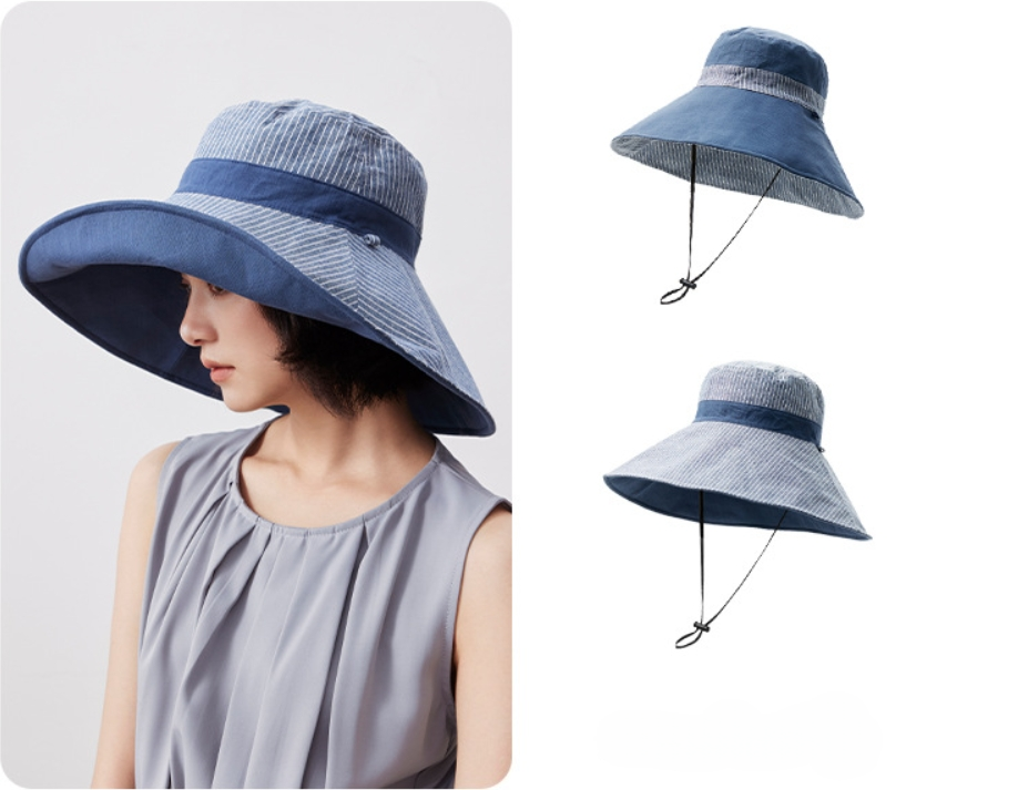 Sun Hats for Women - Reversible Wide Brim Cotton Linen Beach Hat - AOA Fashion Accessories