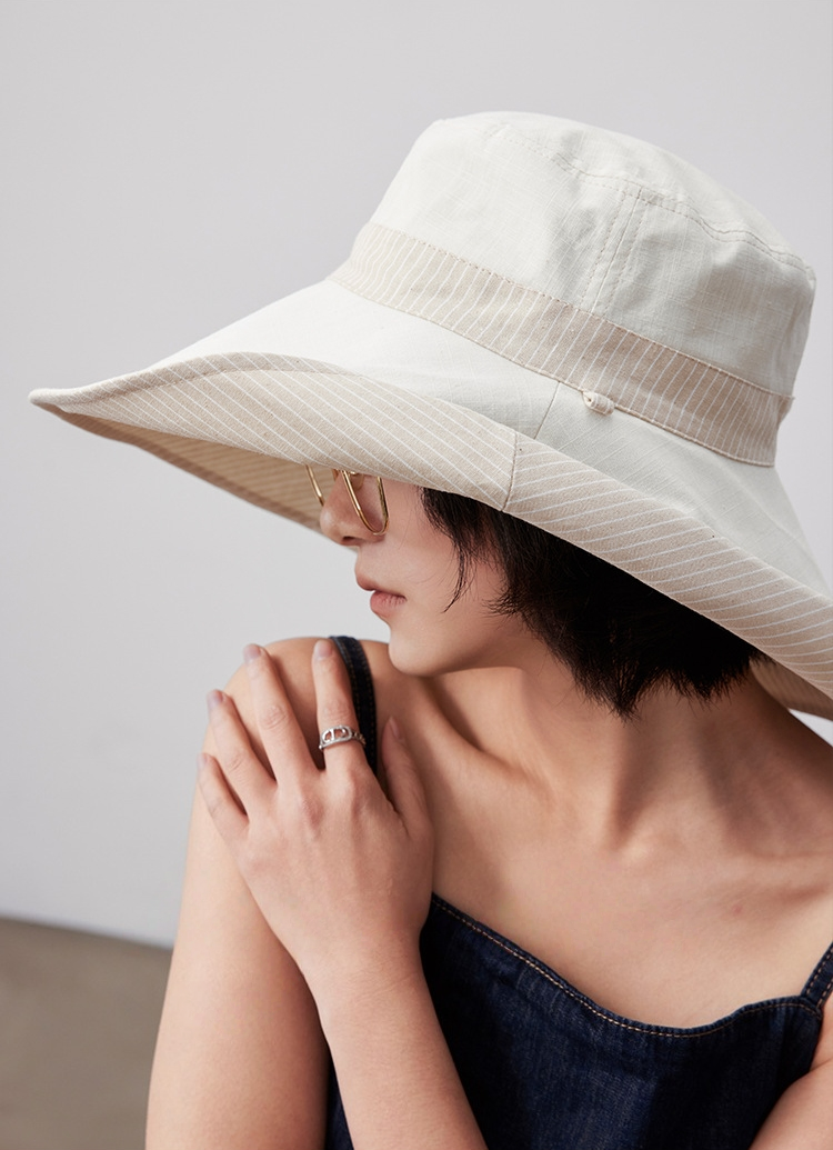 Sun Hats for Women - Reversible Wide Brim Cotton Linen Beach Hat - AOA Fashion Accessories
