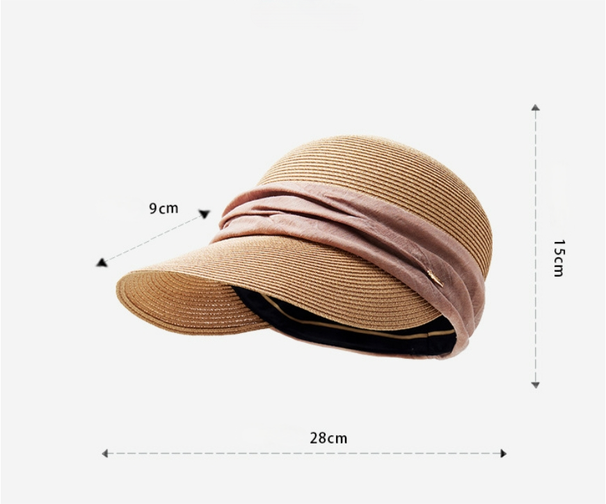Wide Brim Sun Hat – With Pleated Decorative Band - AOA Fashion Accessories