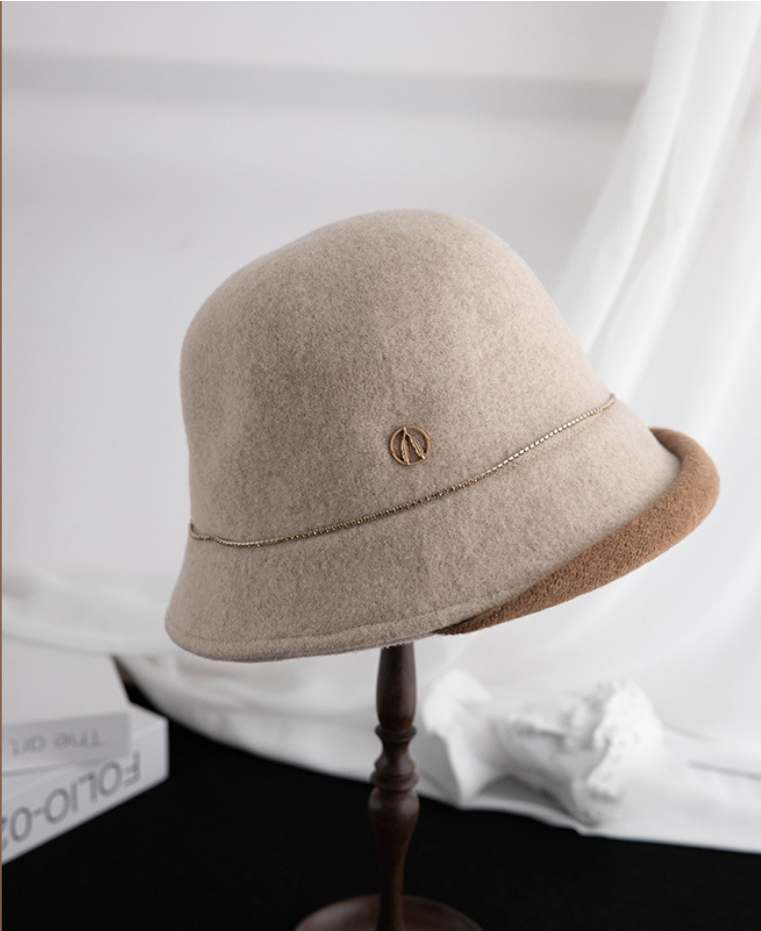 Wool Bucket Hat – Cute Wool Design in Beige - AOA Fashion Accessories