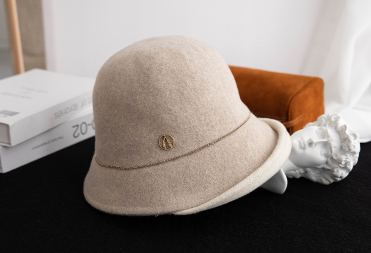 Wool Bucket Hat – Cute Wool Design in Beige - AOA Fashion Accessories