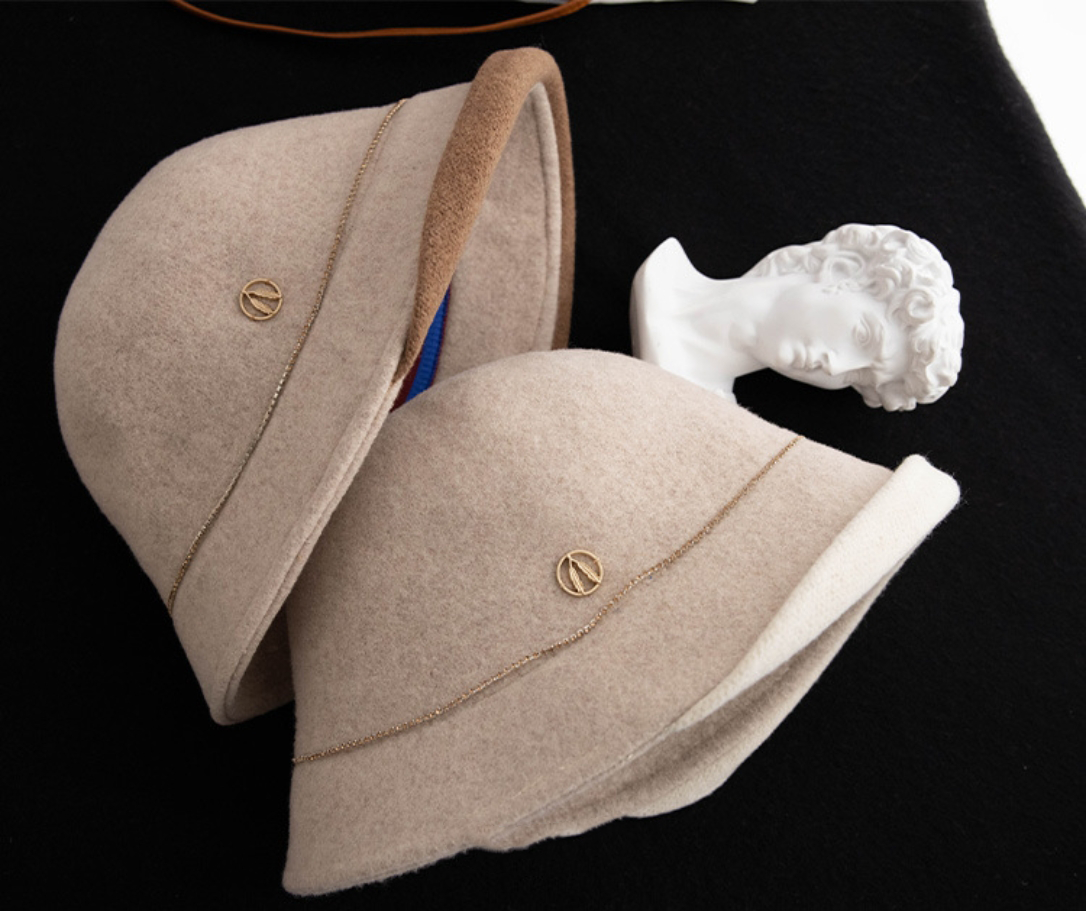 Wool Bucket Hat – Cute Wool Design in Beige - AOA Fashion Accessories