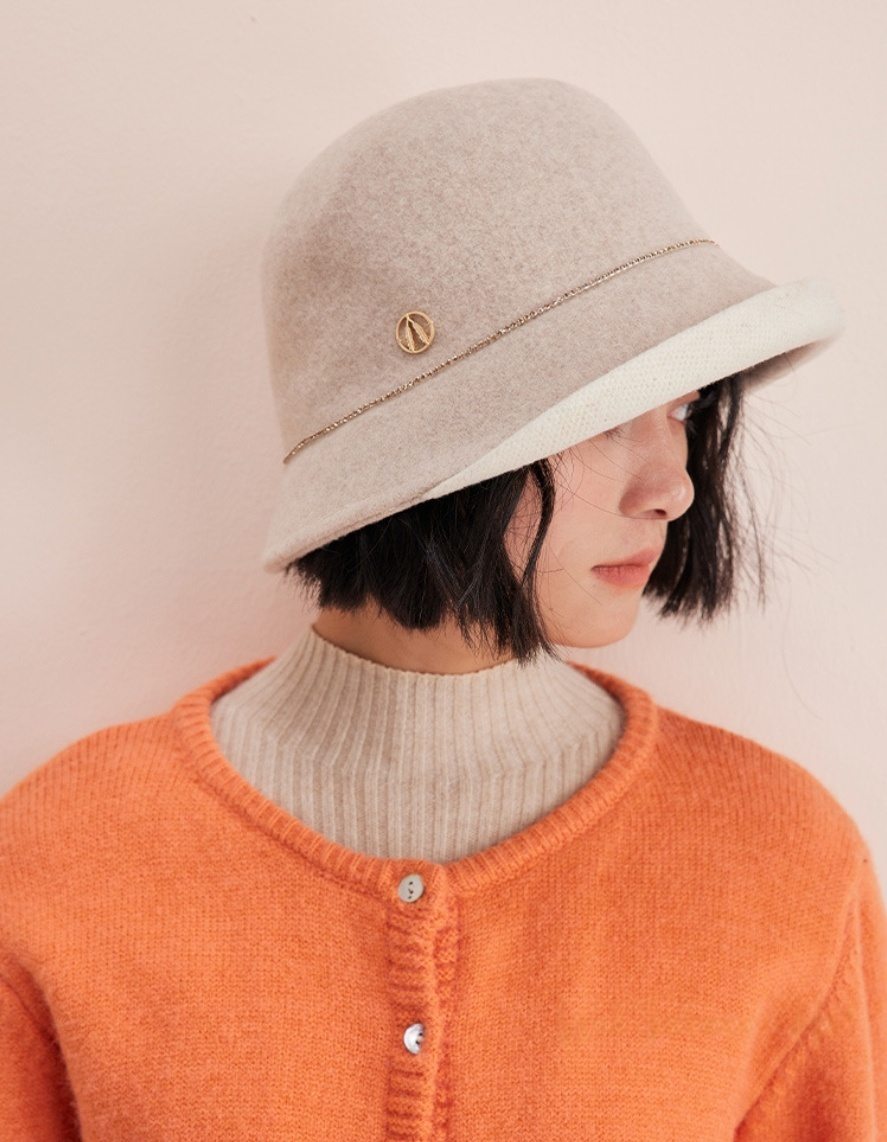 Wool Bucket Hat – Cute Wool Design in Beige - AOA Fashion Accessories